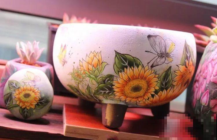 她家的花盆，比多肉数量还多，每一个盆都是一幅漂亮的画作！