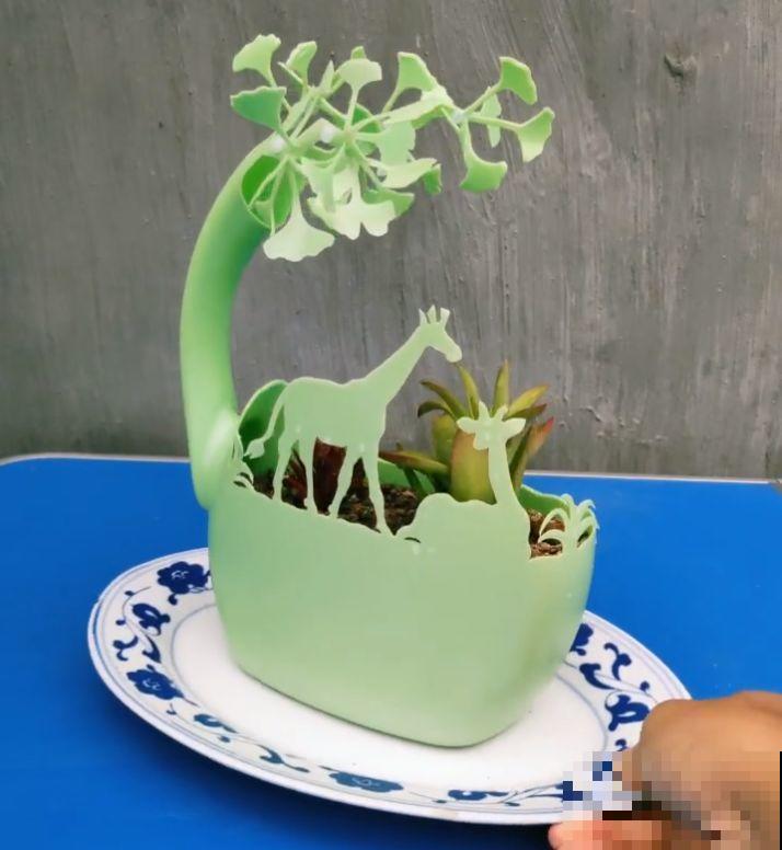 路边扔的木桩子，捡回家切几刀，种上花后多少钱也不卖！